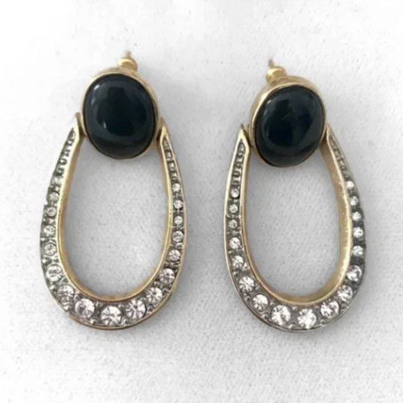 Vintage Fifth Avenue Collection - Black Onyx Sparkly Earrings - Picture 1 of 11